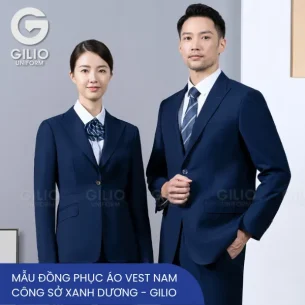 Vest nam công sở xanh dương