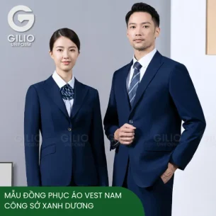 Mẫu Đồng Phục Áo Vest Nam Công Sở Xanh Dương Sang Trọng