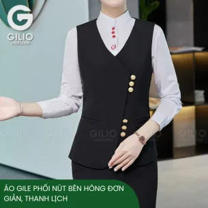 Áo gile phối nút bên hông