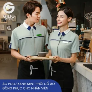 Áo polo xanh mint phối cổ