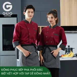 Đồng Phục Bếp Pha Phối Đặc Biệt Kết Hợp Với Tạp Dề Đồng Nhất