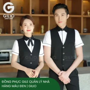 Đồng Phục Gile Quản Lý Nhà Hàng Màu Đen
