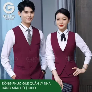 Đồng Phục Gile Quản Lý Nhà Hàng Màu Đỏ | Gilio
