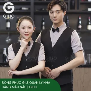 Đồng Phục Gile Quản Lý Nhà Hàng Màu Nâu