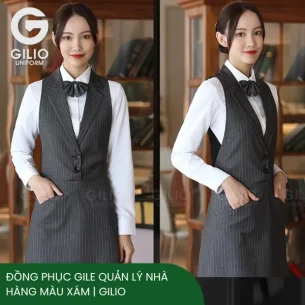 Đồng Phục Gile Quản Lý Nhà Hàng Màu Xám