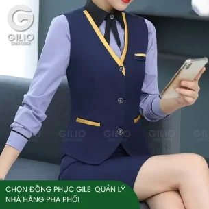 chọn đồng phục gile quản lý nhà hàng pha phối